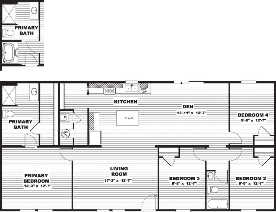 Oak  floor plan home features